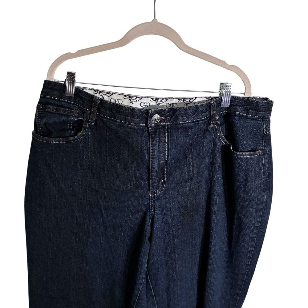 Cato Premium Women’s Dark Washed Denim Blue Jeans W/ Stretch Band At Waist.  20W - Picture 9 of 14